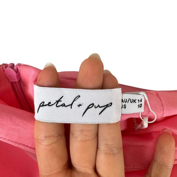 Petal + Pup NWT Xiomar Pink Orange Colorblock One Shoulder Side Slit Midi Dress - Picture 11 of 12